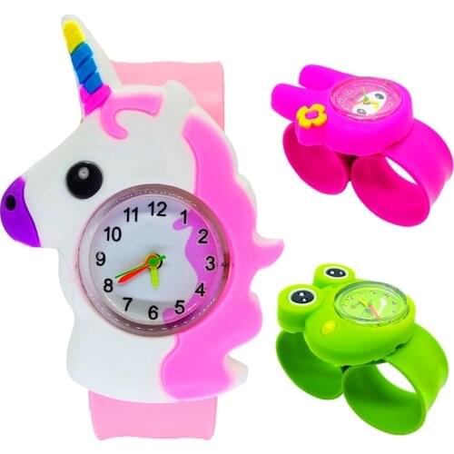 3D Kids Cartoon unicorn Watches Lovely Rabbit Silicone Band Slap Watch Casual Animal Children Clock Creative Quartz Wristwatches