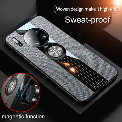 For Huawei Mate 30 Pro Case Luxury Hard Cloth With Ring Stand Magnet Slim protective Back cover for huawei mate 30 30pro mate30