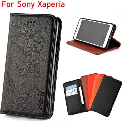 Case for Sony Xaperia X XA 1 2 Z5 XZ 1 2 Compact premium funda Luxury Flip cover Vintage Leather Without magnets with Card Slot