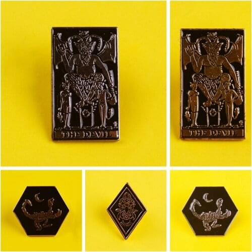 Punk Black Badges Metal for Clothes Demon Clothes Lapel Pin Devil Badges for Backpack Enamel Pins Badge Brooch Jewelry Gifts DIY