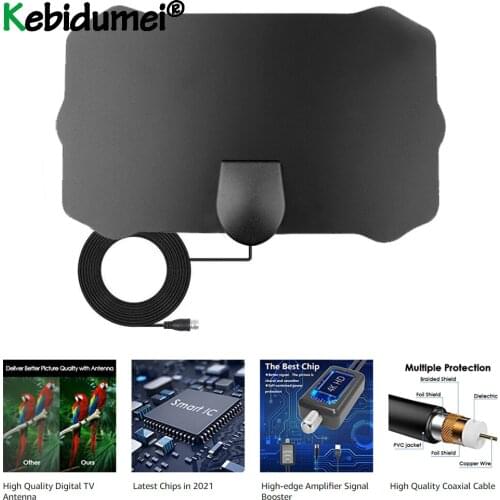 Kebidumei 1080P DTV Antenna Digital Indoor TV Antenna HDTV Antennas For Aerial DVB-T DVB-T2 HD Radius VHF UHF Signal Receiver