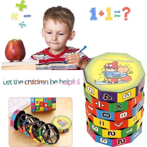 Cylindrical Cube 6 Numbers Magic Cube Toy Puzzle Game Gift Stickers Numbers Magic Cube Great Assist For Children Learning Math