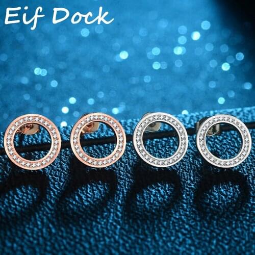 Eif Dock Forever Clear CZ Silver Color Circle Round Stud Earrings with Clear CZ Jewelry Gift Oorbellen Bijoux Dropshipping 2021
