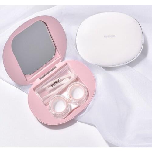 Elegant Magnetic attraction contact lens case with mirror Cosmetic contact box slim Contact lens travel case