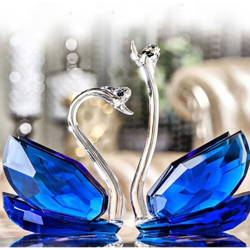 Crystal Swan 4 Colors 60mm-230mm Crafts Glass Paperweight Ornaments Decoration Home Wedding Present Elegant