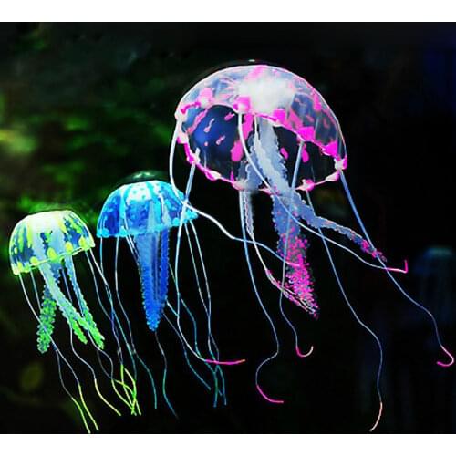 Artificial Aquarium Glowing Jellyfish Fish Tank Mini Decoration Safe Silicone Fits Salt Fresh Water Aquarium Product Accessories