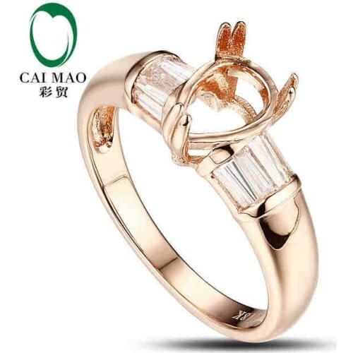 CaiMao Pear cut Semi Mount Ring Settings & 0.38ct Diamond 18k Rose Gold Gemstone Engagement Ring Fine Jewelry