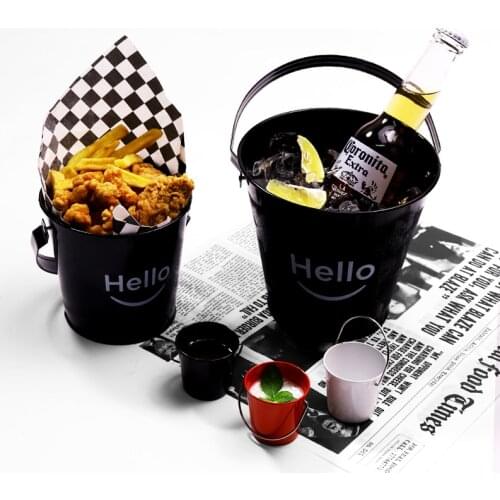 Creative metal bucket French fries holder sauce dish Ice Cube Container Cooler Barrel KTV Club Bar tool Wedding Party Supplies