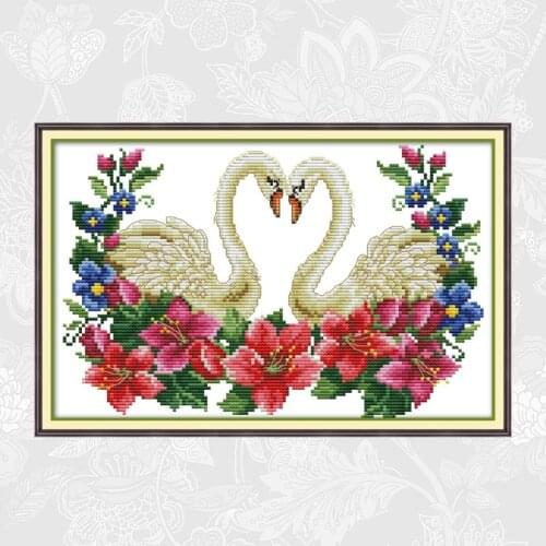 Swan Love Patterns Count Aida Cross Stitch kits Sale, Embroidery Needlework Set, Home Decoration Send Accessory Tools