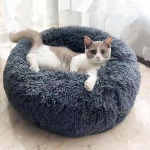 Super Soft Pet Dog Bed Kennel Cat Round Winter Warm Sleeping Bag Long Plush Puppy Cushion Mat Portable Cat Supplies Dog house