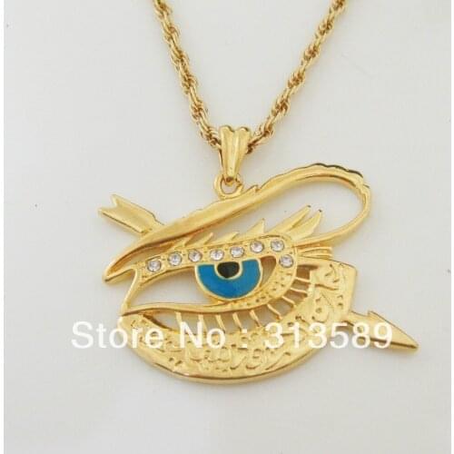 Min order 10$ CAN MIX DESIGN - YELLOW GOLD GP OVERLAY 24" ROPE NECKLACE & SPECIAL EVIL EYE CZ ARROW PENDANT/Great Gift