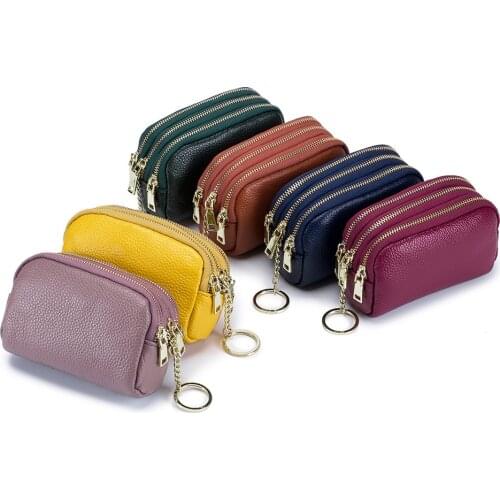 Fashion Women Coin Purse Genuine Leather Small Zipper Wallet Female Mini Bag