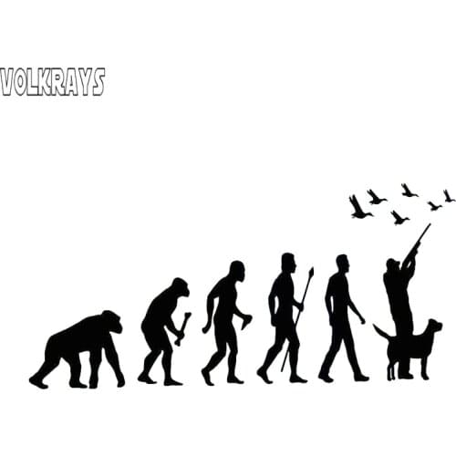 Volkrays Interesting Car Sticker Hunt Evolution Hunter with Dog Duck Accessories Reflective Vinyl Decal Black/Silver,6cm*15cm