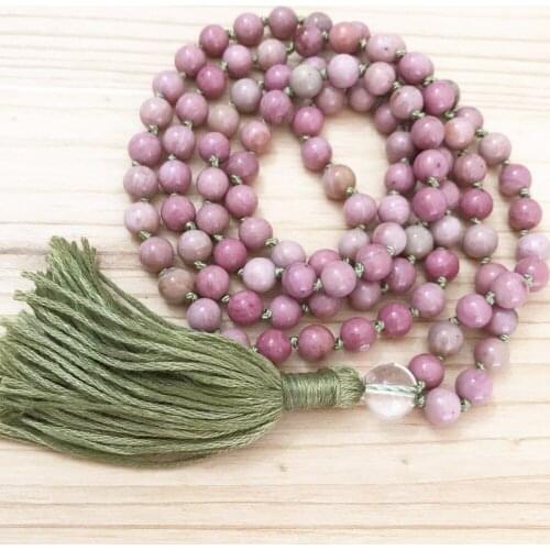 108 mala beads Necklace Red Stone necklaces Hand Knotted Meditation Necklaces Yoga tassel necklace Clothing decorative