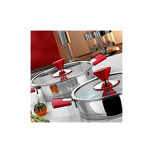 Aryıldız Pyramid 4 Piece Plate Set Red