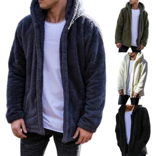 Oversized Fashion Casual Men Winter Long Sleeve Pockets Fleece Warm Hooded Loose Plus Size Coat man winter coats and jackets