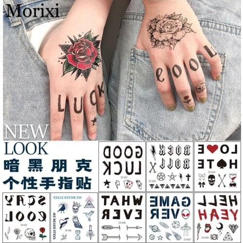 Fake tattoo sticker for hand arm decoration black letters hollowing lace Punk style image printing water transfer tattoo RA054