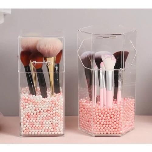 Acrylic Makeup Brush Holder Makeup Organizer Cosmetic Holder Lipstick Pencil Storage Container Transparent Storage Box Holder