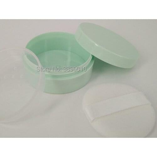 Empty Powder Compact Containe green Cap Powder Jar 30g Compact with sifter F769