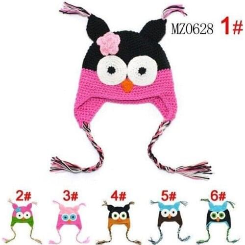 Cartoon Designs Handmade Children Crochet hat Various Animal Styles Baby Owl Beanie hat Kids Flower cap new