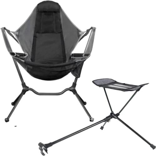 Outdoor Fishing Camping Chair Foldable Portable Garden Moon Chair Relaxation Swing Chair With Comfort Footrest