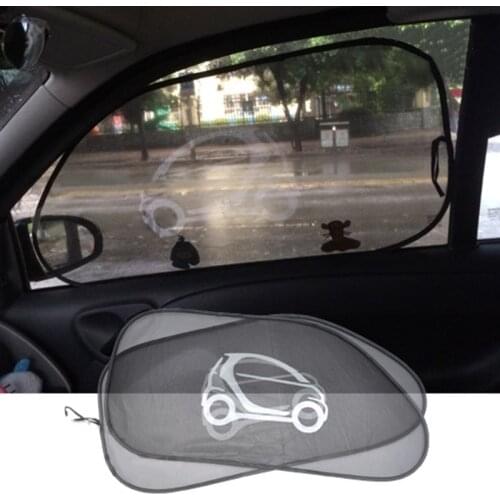 2pcs Window Side Sun Shade Car Styling Mesh Sunshade Interior Protector Modificaion For Smart 451 453 fortwo forfour Accessories