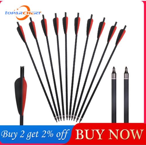 Toparchery 20 Inch Carbon Crossbow Arrow 6/12/24pcs Archery Arrows with 4" Vanes For Crossbow Hunting Shooting Outdoor Sports