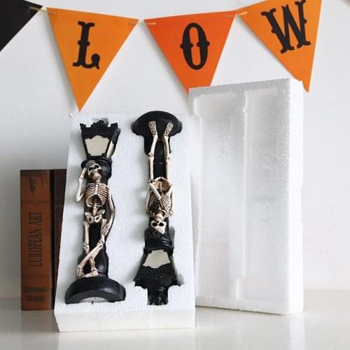 2PCS Retro Haunted House Deco Supplies Luminous Skull Street Lamp Venue Layout Props Halloween Simulation Road Pumpkin Lantern