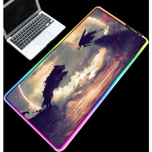 XGZ RGB large size fierce wolf pattern mouse pad LED lighting table mat home gaming keyboard pad