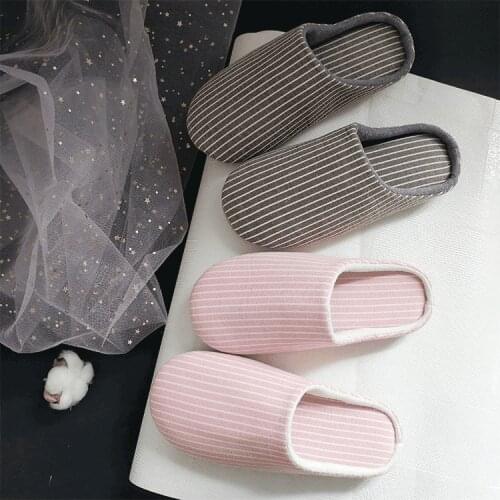 Japanese home lovers cotton slippers silent non slip wooden floor slippers indoor soft soled shoes for men and women in winter