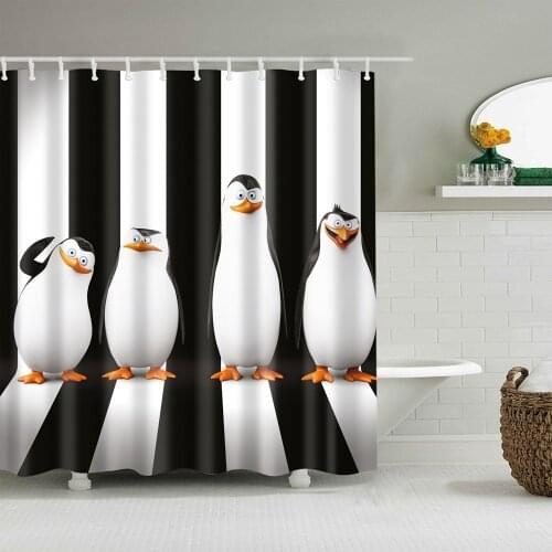 Dafield Penguin Shower Curtain Cute Sea Animal Cartoon Kids Polar Snow Pile Bathroom With Hooks