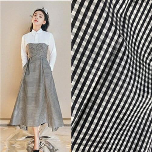 50x145cm French C brand black plaid jacquard brocade crisp pants jacket fashion polyester fabric for dress alibaba express