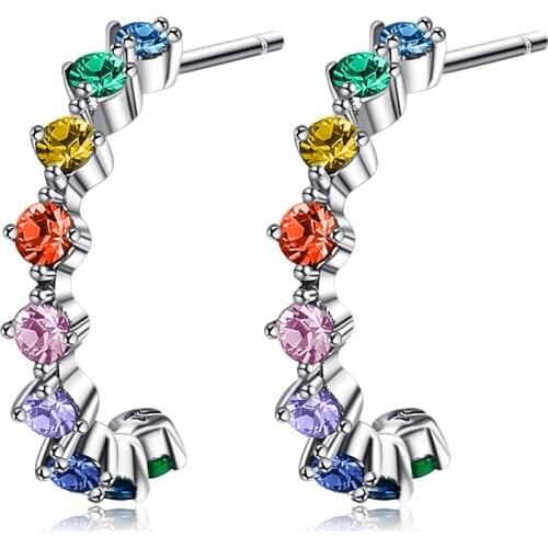 SILVERHOO 925 Sterling Silver Earring For Women Fine Jewelry High Quality Cubic Zirconia Irregular Lady Earrings New Products