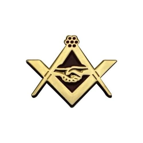 Masonic Lapel Pins Gold Compass And Sqaure Handshake Brooch Gifts Badges With Butterfly Clutch,15mm