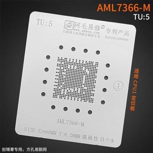 0.20MM Amaoe BGA Stencil AML7366-M TU5 For LCD TV CPU Reballing IC Pins Square Hole Soldering Tin Plant Net Heating Template