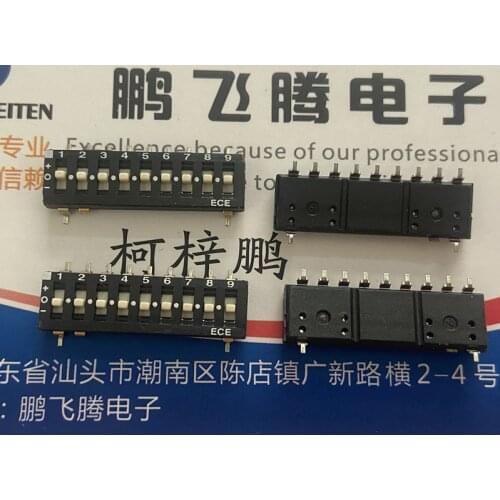 1PCS Taiwan ECE Bairong ETS109E three-state dial code switch 9-bit patch 2.54 3-gear key type toggle switch