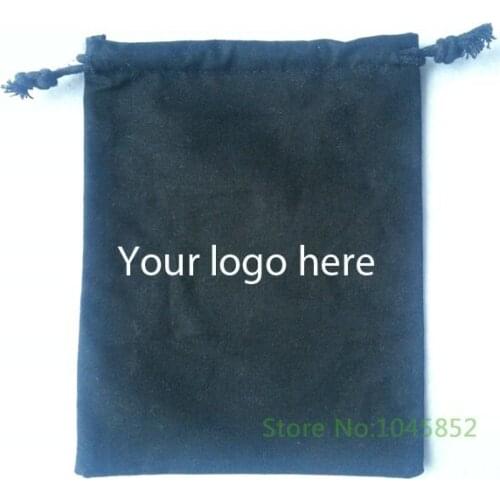 1000 PCS W25*H35 CM Custom made black cotton drawstring bags with one color logo printed