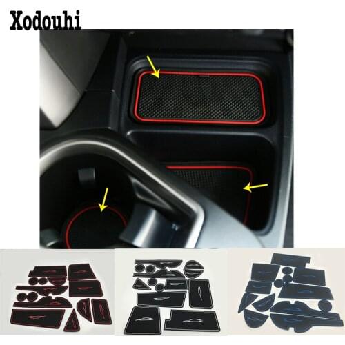 For Toyota RAV4 2016 2017 2018 car inner Groove Gate Slot Armrest Storage Rubber non-slip mats mat door pad cup parts 14pcs