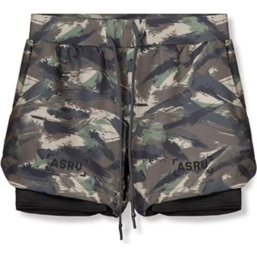 2021 2 In 1 Running Camouflage Shorts Summer Mens Gym Fitness Bodybuilding Training Quick-Drying Men Jogging Sports Shorts