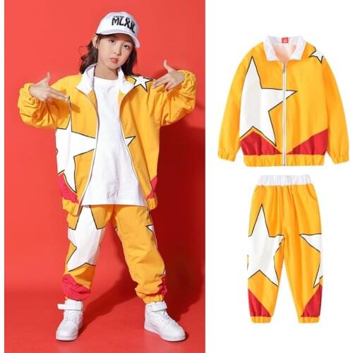2021 Hip Hop Clothes For Kids Girls Street Dance Festival Clothing Long Sleeved Hiphop Pants Jazz Dance Stage Costumes DQS7766