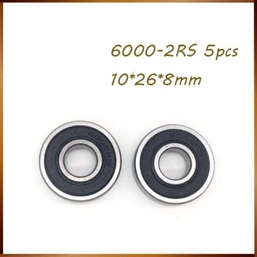 5PCS High quality ABEC 6000 2RS 6000RS 6000-2RS 6000 RS 6000-2RS 10x26x8 10*26*8 mm Rubber seal Deep Groove Ball Bearings