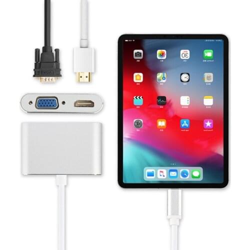 HUWEI USB C Adapter Converter to HDMI VGA USB-C Cable HUB For iPad Pro 11 12.9 inch 2020 2018 Case Connect projector TV Dock