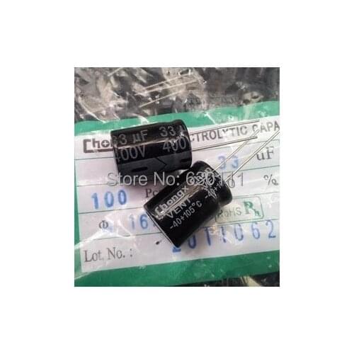 Free shipping 200pcs 400V 33UF 16*22mm 16MM*21MM electrolytic capacitor 33UF 400V NEW 16*22