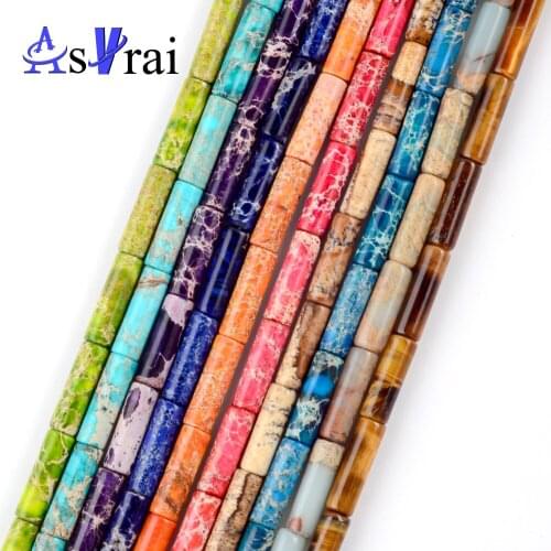 Natural Stone Column Beads 4*13mm Sea Sediment Jaspers Tube Spacer Beads For Jewerly Making Diy Bracelets Accessories 15"