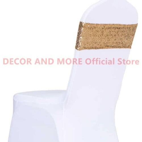 Spandex Sequin Chair Bands Lycra Chair Ties Bows Decoration Wedding Hotel Party Events Chair Covers Gold Red Pink Chair Sashes