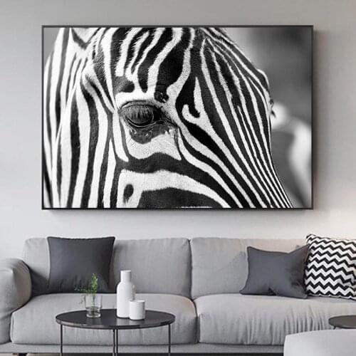 Black and White Zebra Head Wall Art Posters and Prints Animal Art Picture Canvas Painting for Living Room Home Decor Quadros