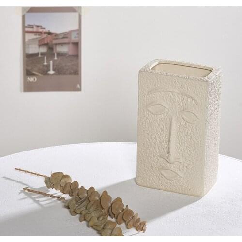 Flower Pot Nordic INS Creative Ceramic Vase Dried Flower Vases Face Flower Vases Living Room Home Decoration Flower Vases