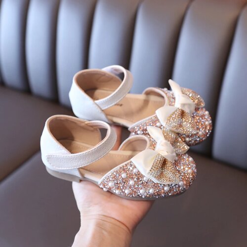 3-12 Years Rhinestone Bow Children Sandals For Girls Summer 2021 Kids Shoes Princess Party Leather Shoes For Little Girls Beach