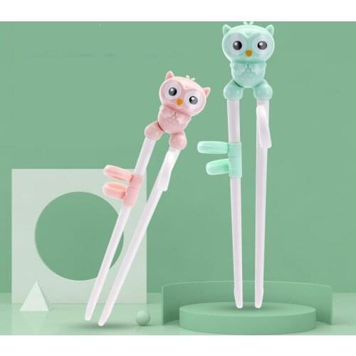 The Kids Training Chopsticks Pink Red Cute Rag Cubs Learning Kitchen Accessories