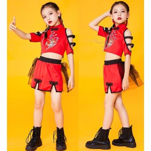 National Tide ChildrenS Jazz Dance Costume Girls Chinese Style Hip Hop Street Dance Catwalk Costume Performance Wear DQS7511